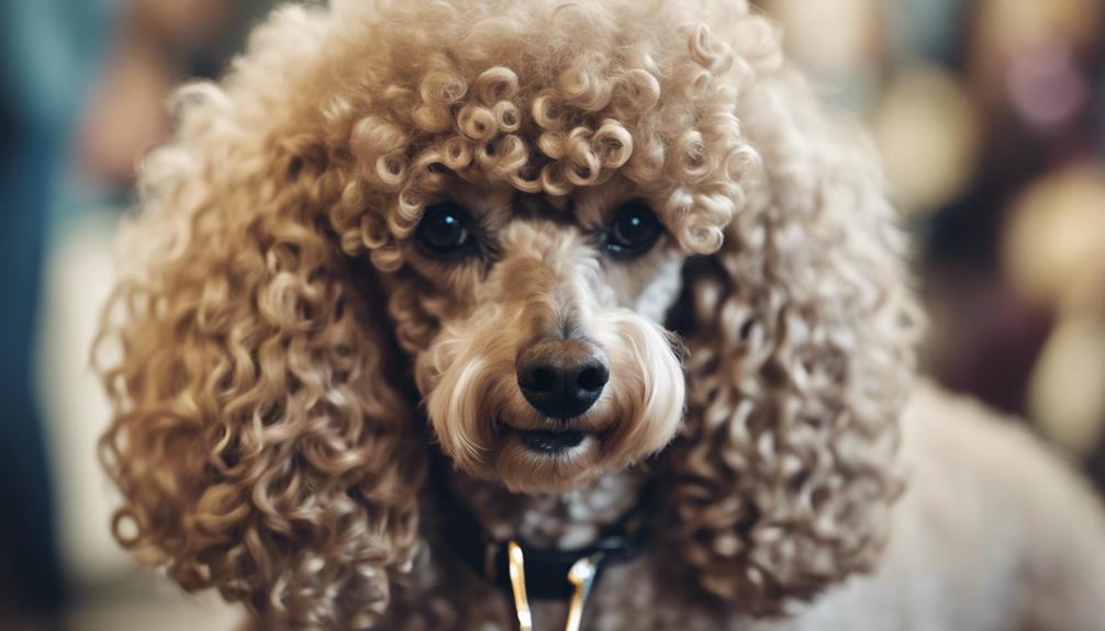 elegantly groomed poodles compete