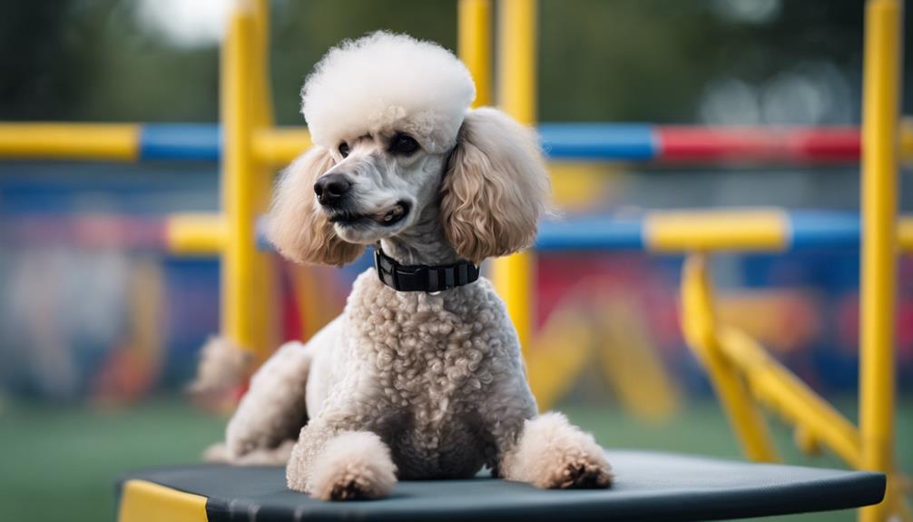 poodles getting groomed attentively