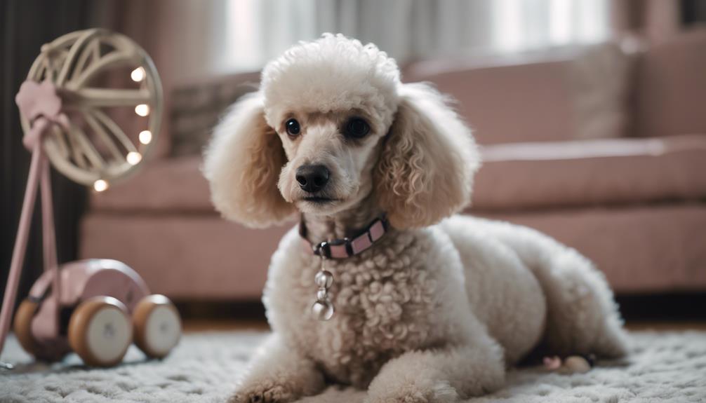 socializing poodle with baby