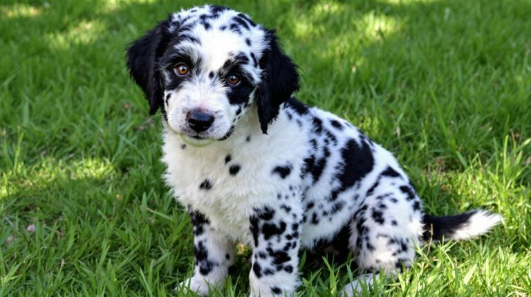 dalmadoodle spotted poodle dalmatian mix